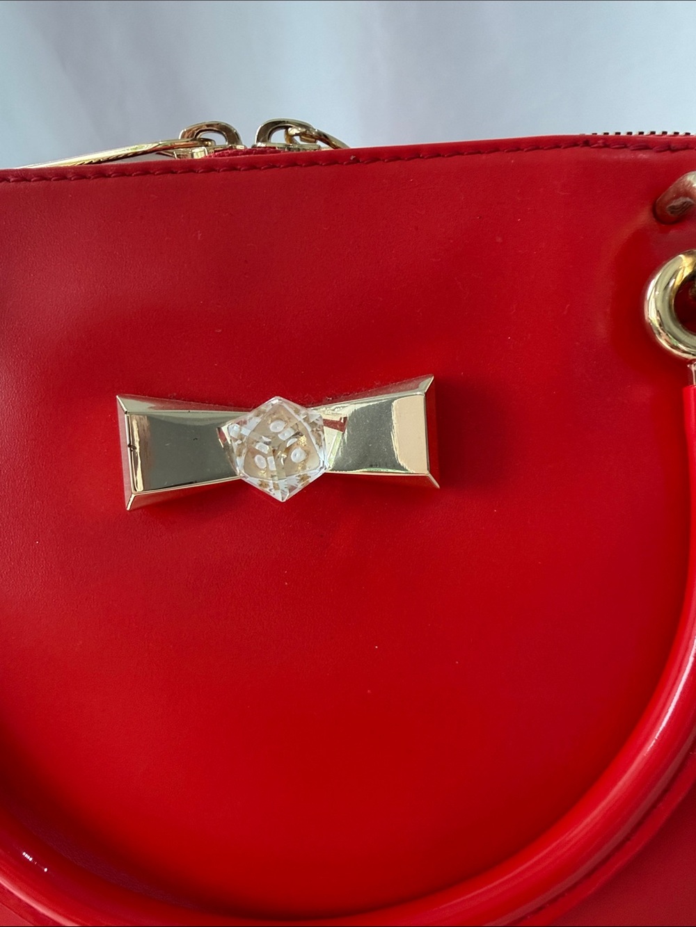 Ted Baker Petra Crystal Metal Bow Small Tote in Bright Red - Picture 5 of 17
